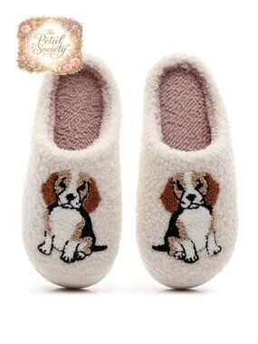 Women's Cat and Dog Plush Slippers Cozy Fuzzy Lining House Shoes